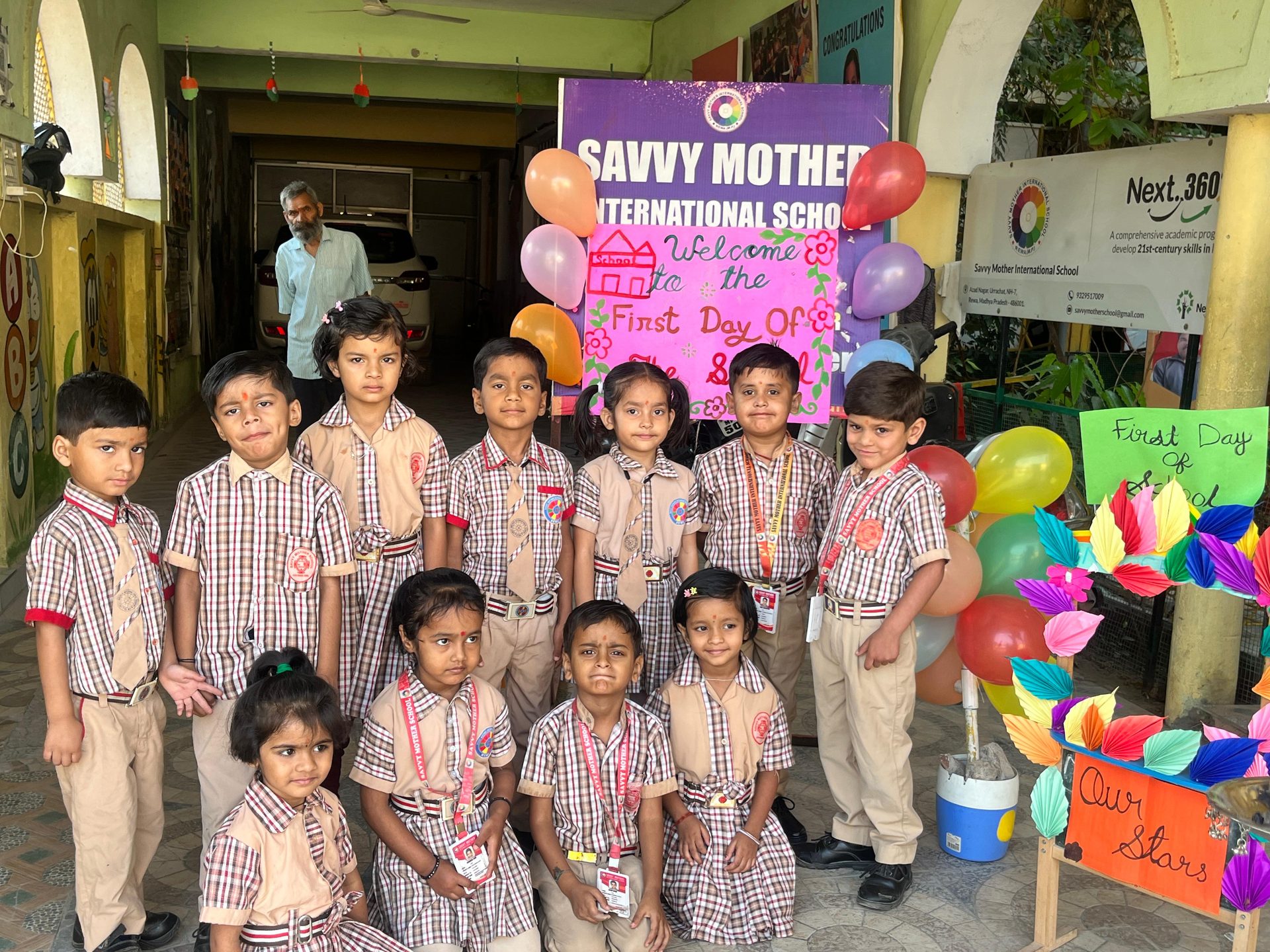 Young students gathered for a first day school activity